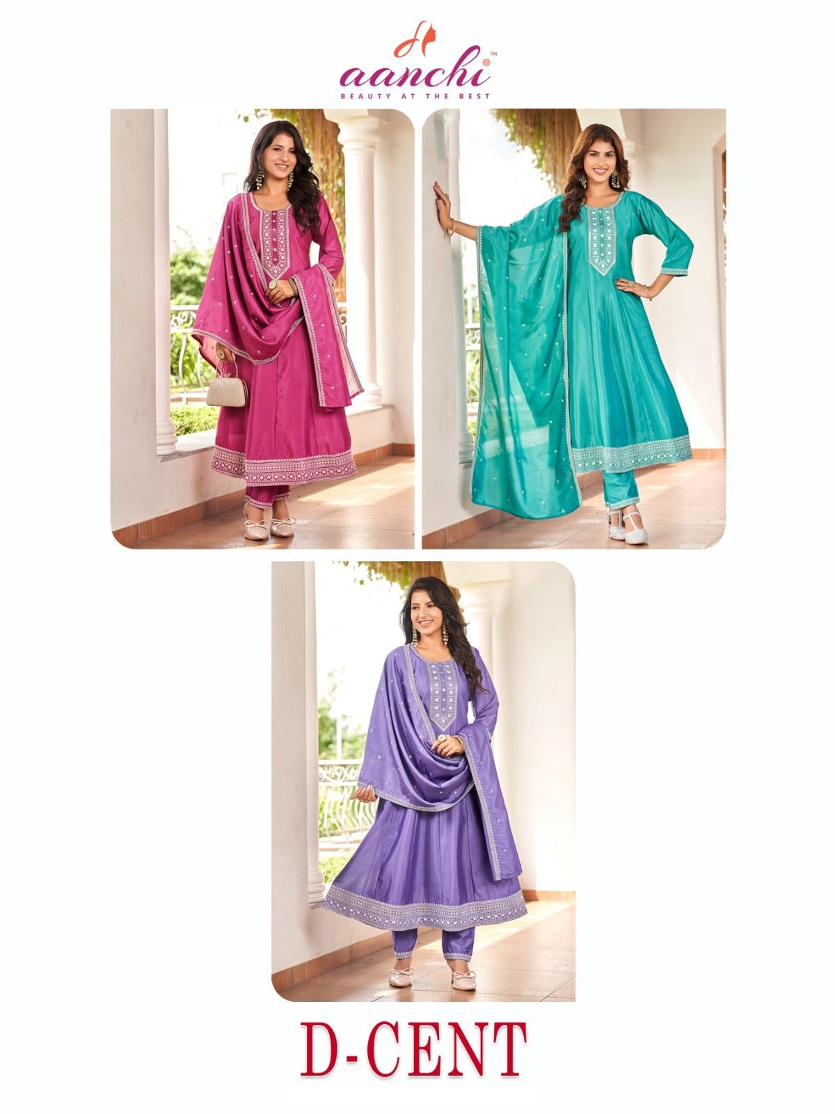 D-Cent Aanchi Vichitra Silk Readymade Anarkali Suits Manufacturer India