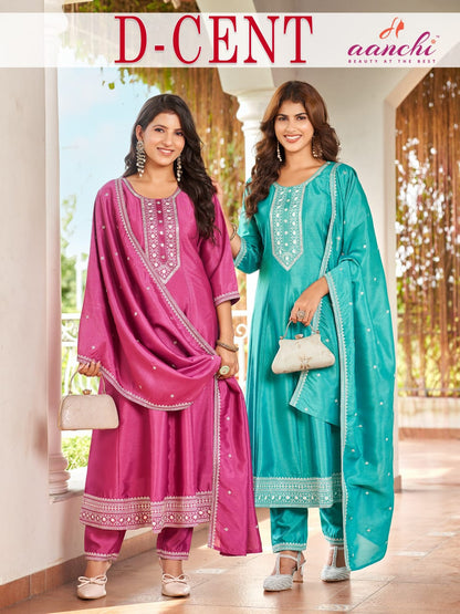 D-Cent Aanchi Vichitra Silk Readymade Anarkali Suits Manufacturer India