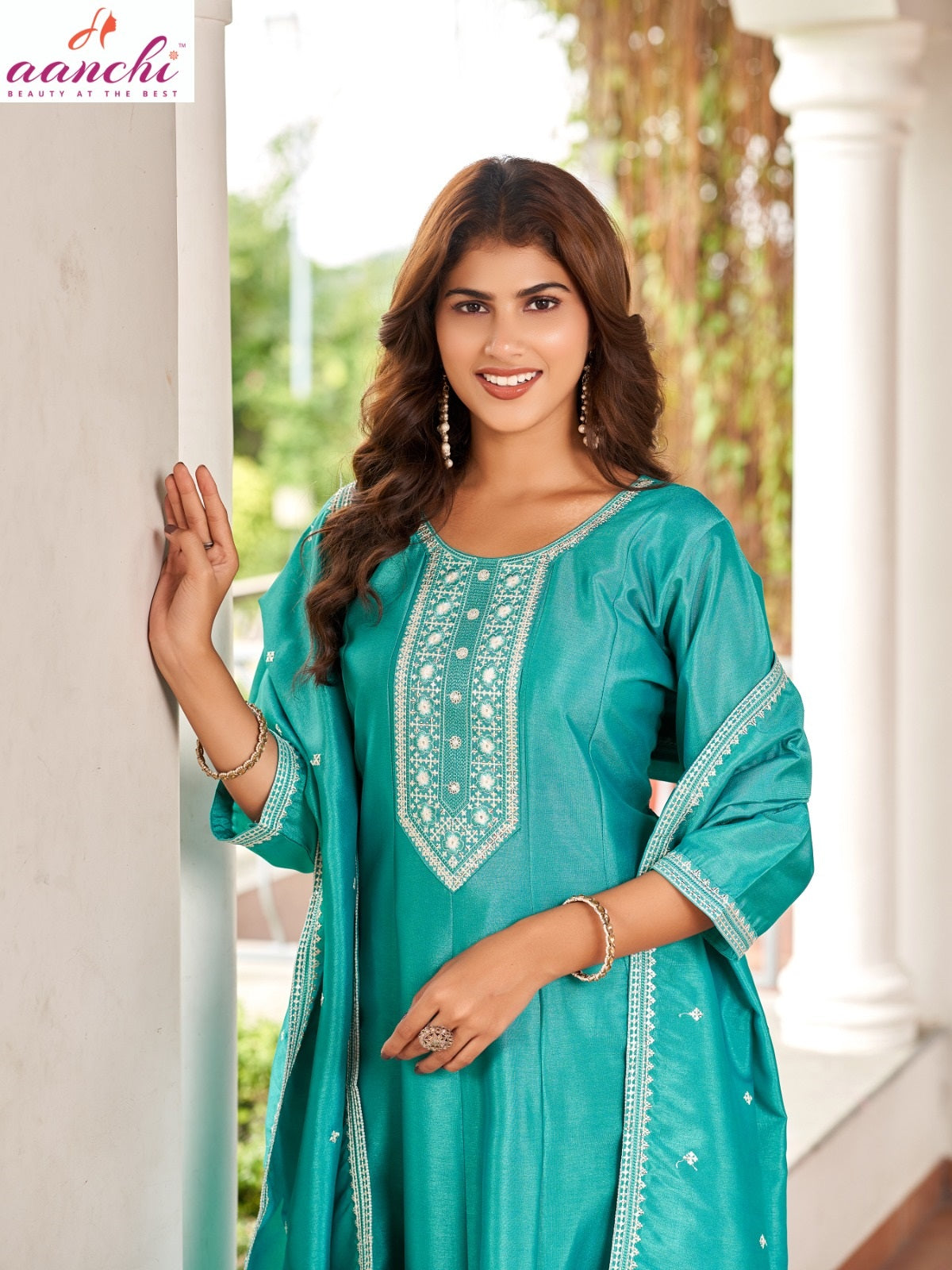 D-Cent Aanchi Vichitra Silk Readymade Anarkali Suits Manufacturer India