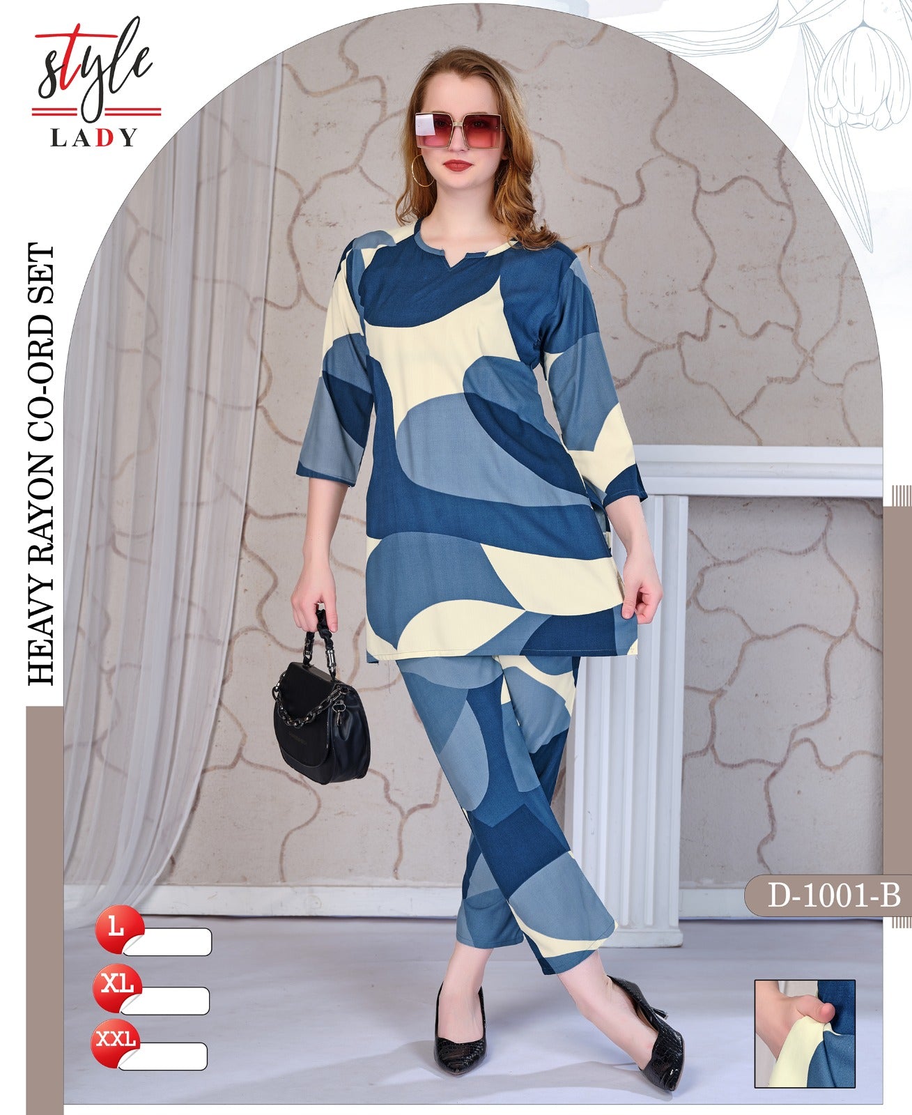 D 1001 B Ladys Rayon Co Ord Set Manufacturer India