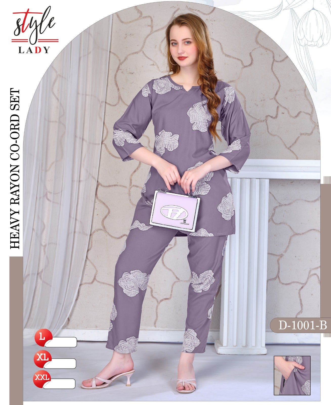 D 1001 B Ladys Rayon Co Ord Set Manufacturer India