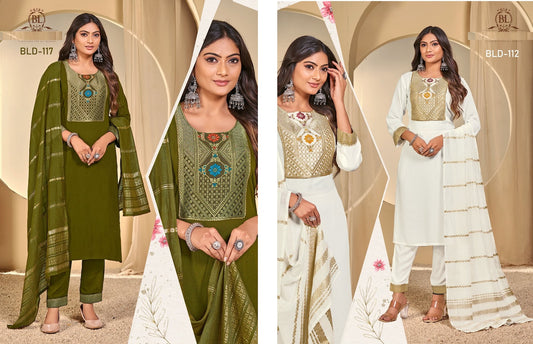 D 117-112 Bl Cotton Readymade Pant Style Suits Supplier Gujarat