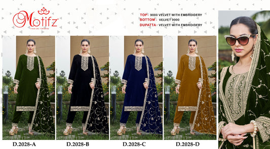 D 2028 Motifz Velvet Suits Exporter Gujarat