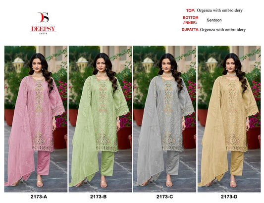 D 2173 Deepsy Organza Pakistani Salwar Suits Manufacturer India