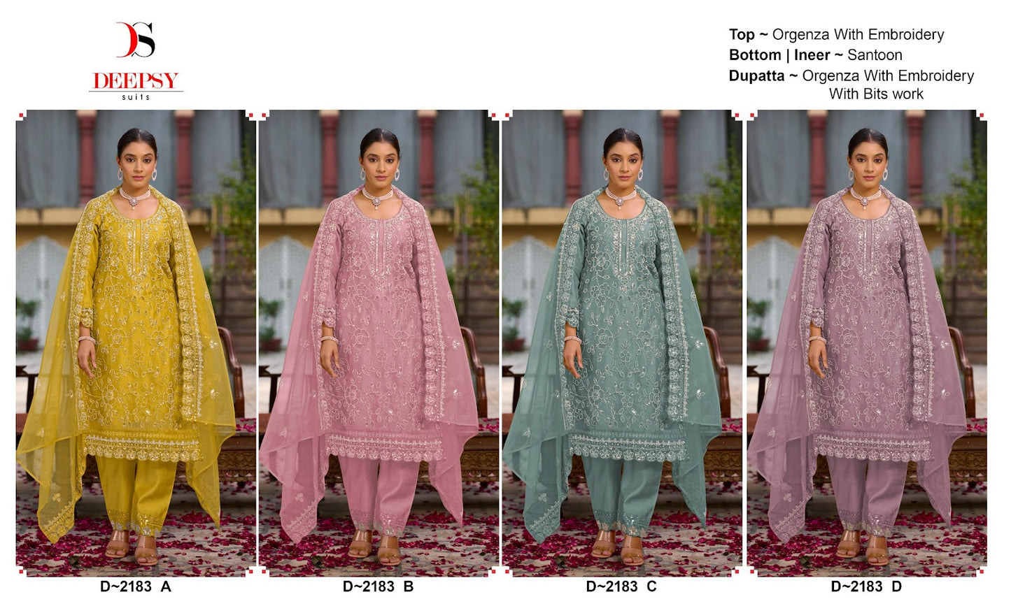 D 2183 Deepsy Organza Pakistani Salwar Suits Wholesale Price