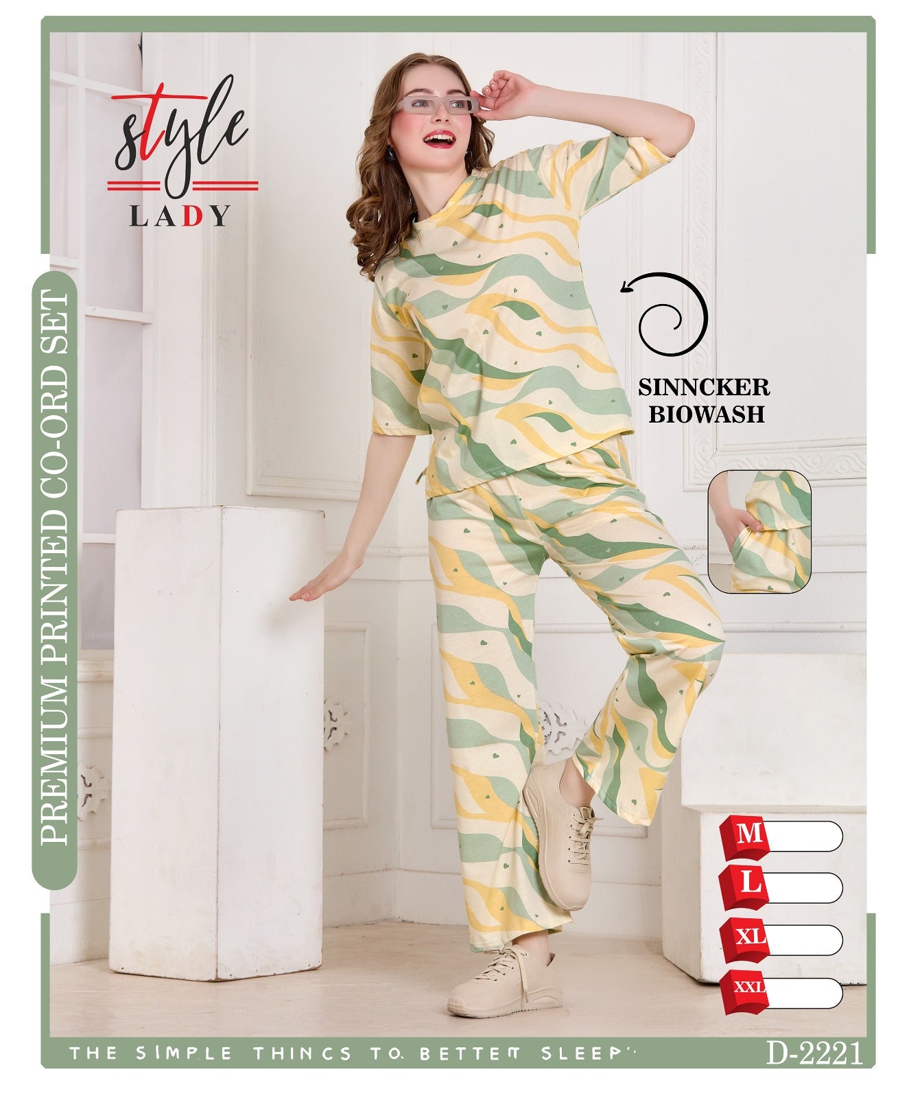 D 2221 Ladys Biowash Co Ord Set Supplier Ahmedabad