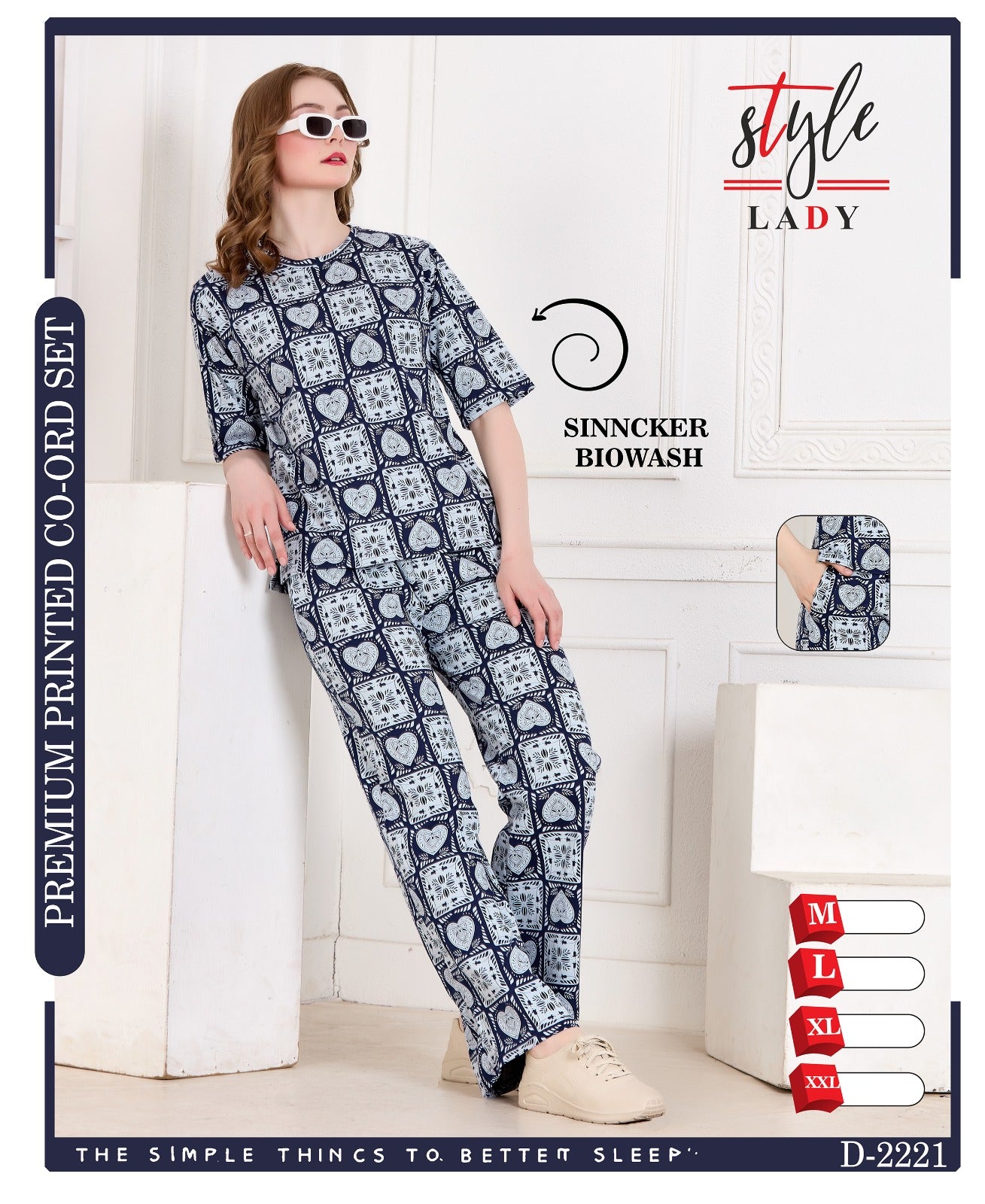 D 2221 Ladys Biowash Co Ord Set Supplier Ahmedabad