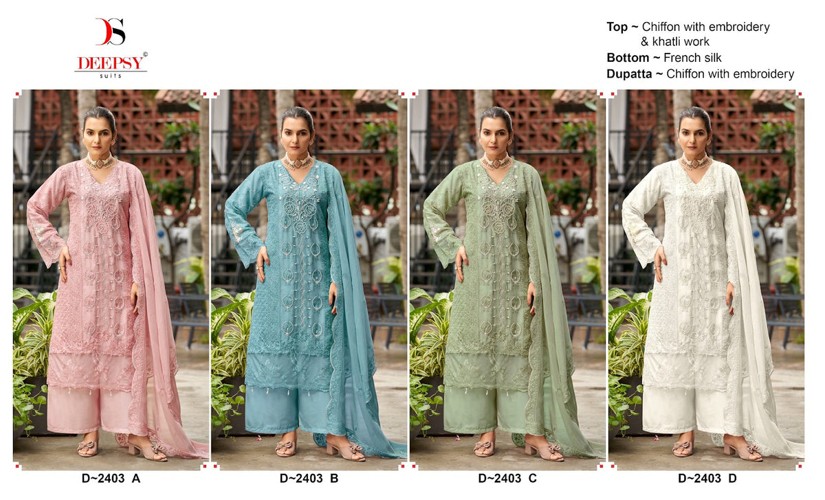 D 2403 Deepsy Chiffon Pakistani Salwar Suits Wholesaler Gujarat