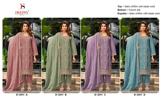 D 2411 Deepsy Satin Pakistani Salwar Suits Wholesale Price