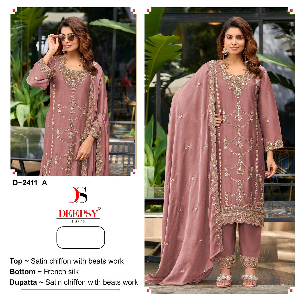 D 2411 Deepsy Satin Pakistani Salwar Suits Wholesale Price
