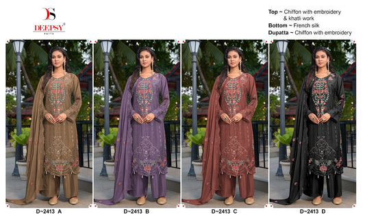 D 2413 Deepsy Chiffon Pakistani Salwar Suits Wholesale Rate