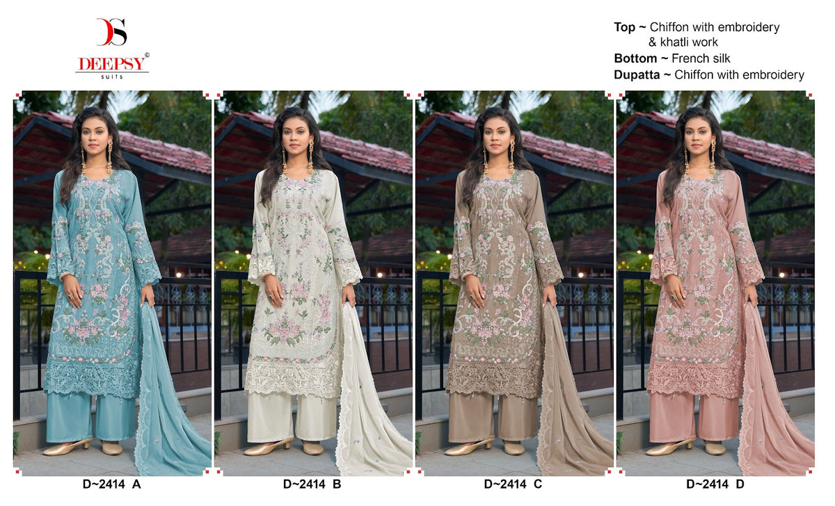 D 2414 Deepsy Chiffon Pakistani Salwar Suits Exporter Gujarat
