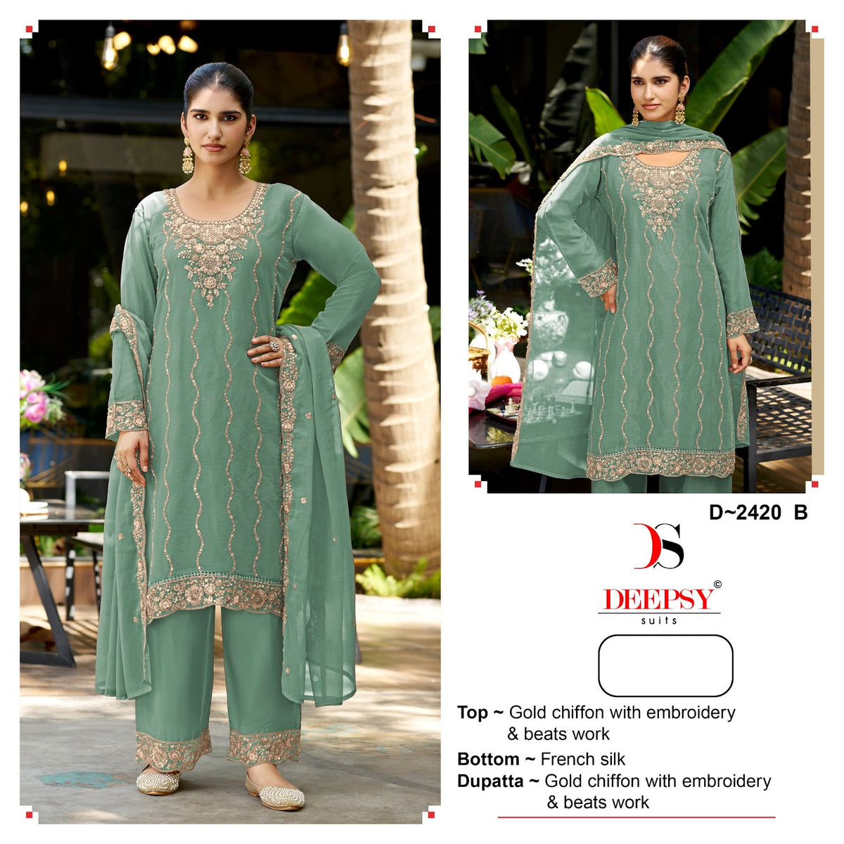 D 2420 Deepsy Chiffon Pakistani Salwar Suits Wholesale Price