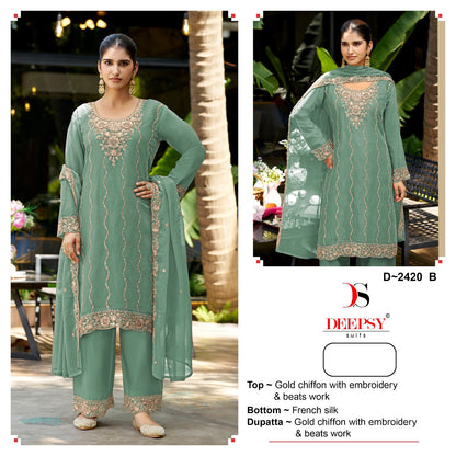 D 2420 Deepsy Chiffon Pakistani Salwar Suits Wholesale Price