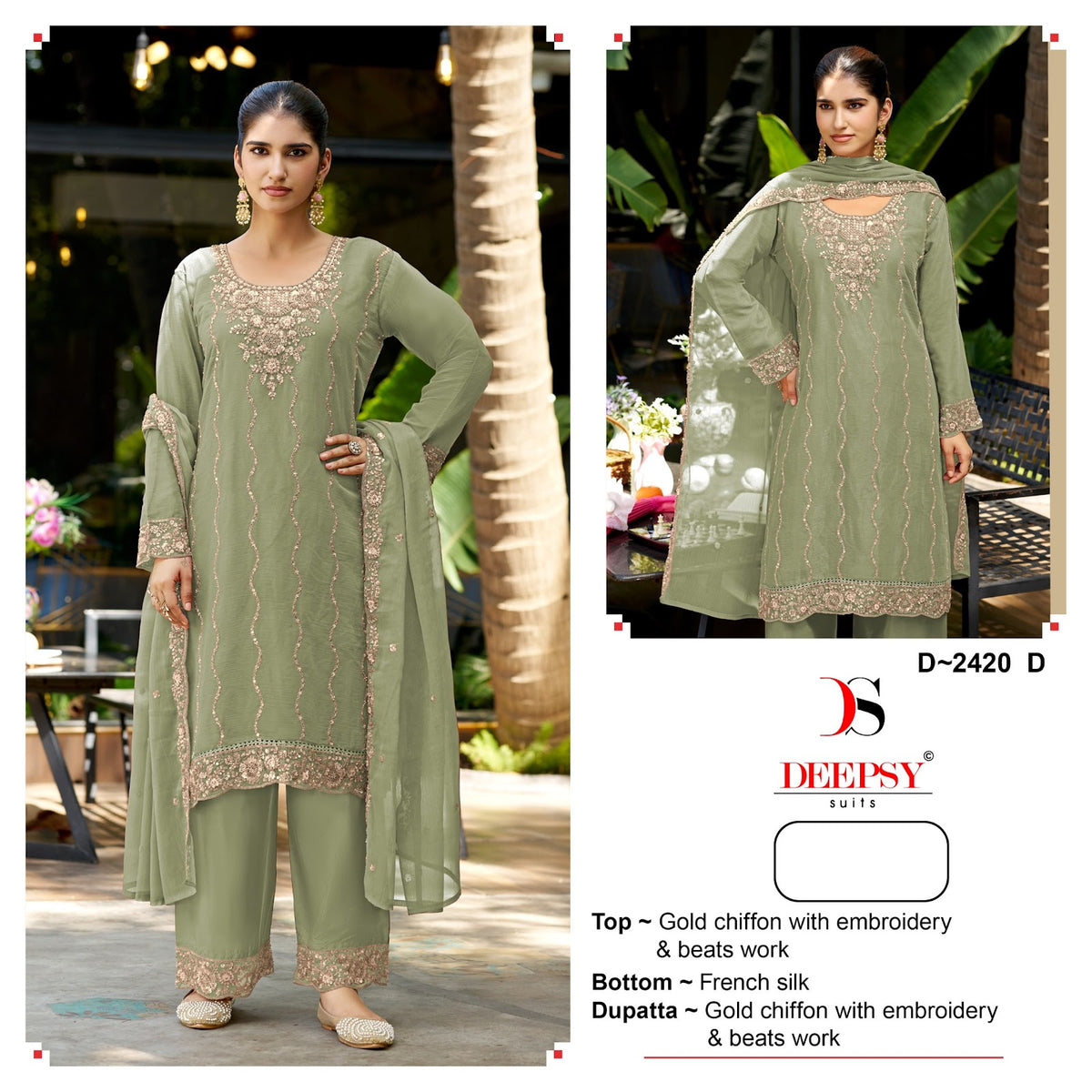 D 2420 Deepsy Chiffon Pakistani Salwar Suits Wholesale Price