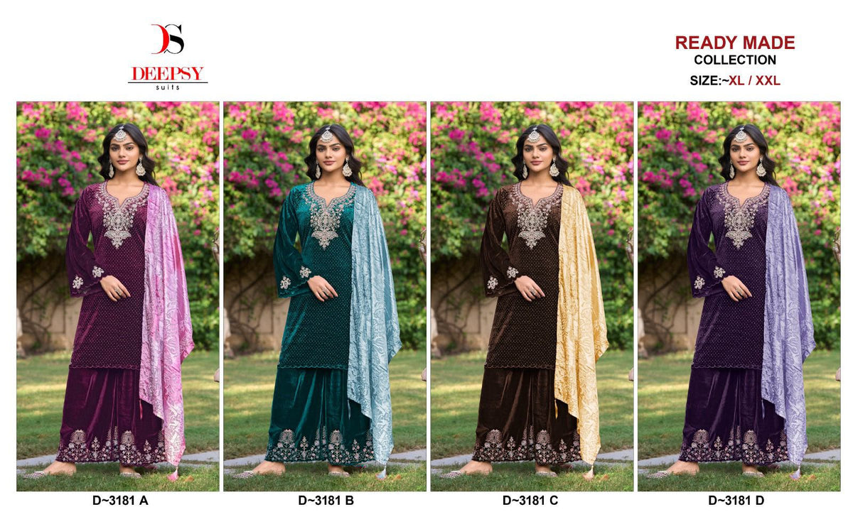 D 3181 Deepsy Readymade Velvet Suits Wholesaler Ahmedabad