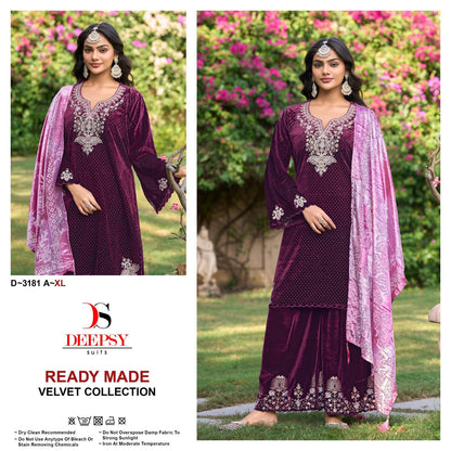 D 3181 Deepsy Readymade Velvet Suits Wholesaler Ahmedabad
