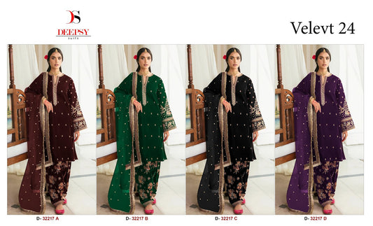 D 32217 Abcd Deepsy Velvet Suits Wholesale Rate