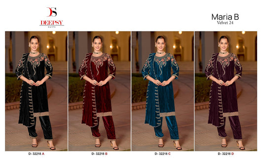 D 32218 Abcd Maria B Deepsy Velvet Suits Wholesale Price