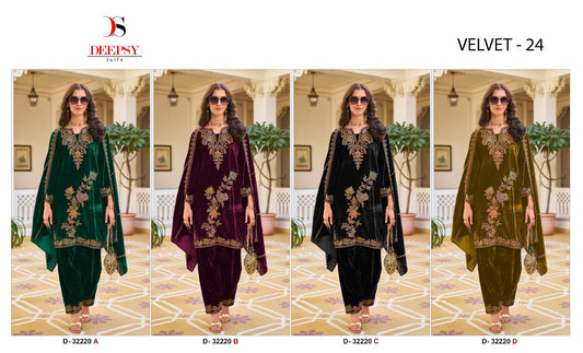 D 32220 Deepsy Velvet Suits Wholesaler India
