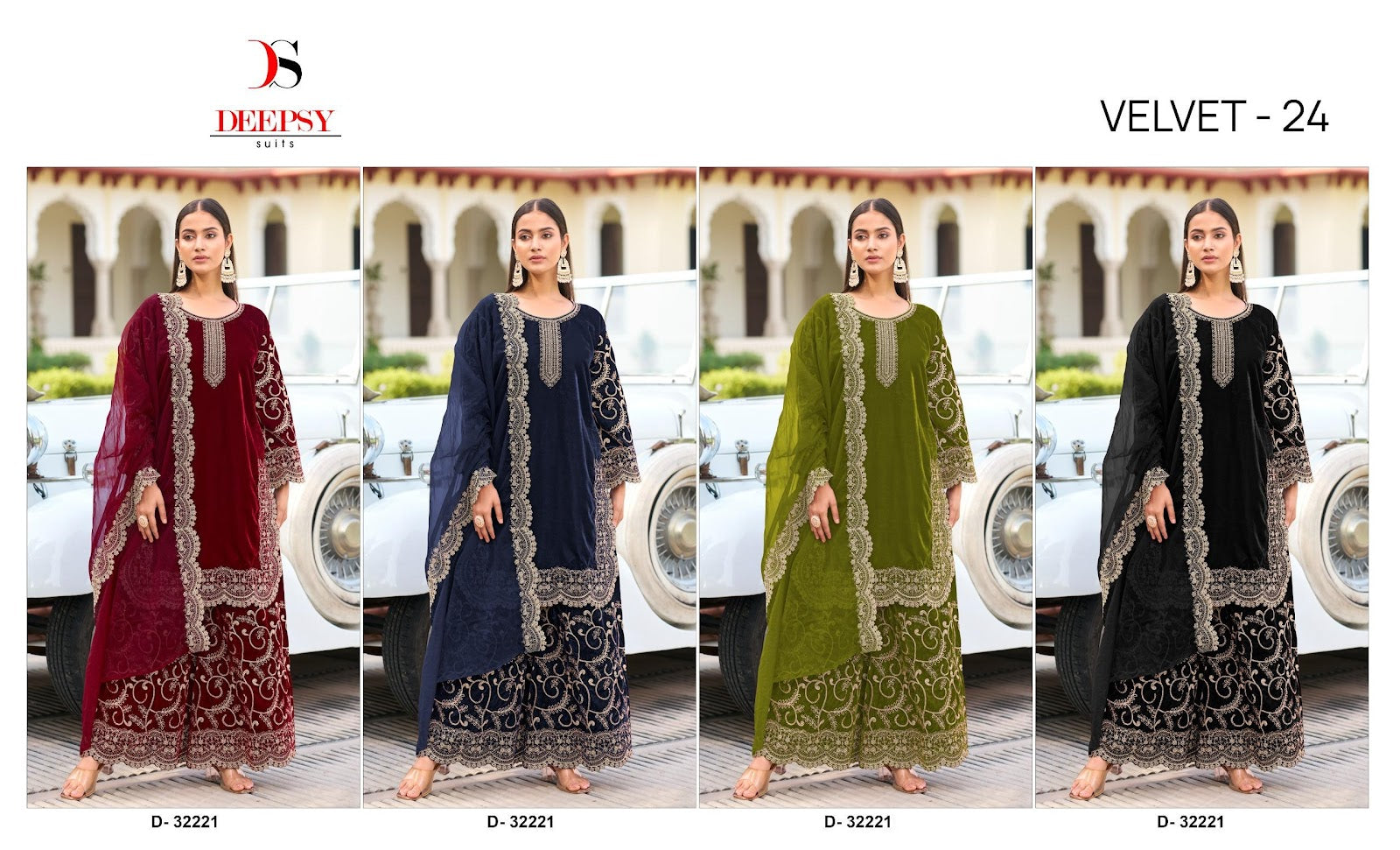 D 32221 Efgh Deepsy Velvet Suits Wholesaler India