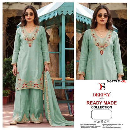 D 3473 Deepsy Tissue Silk Pakistani Readymade Suits Exporter India