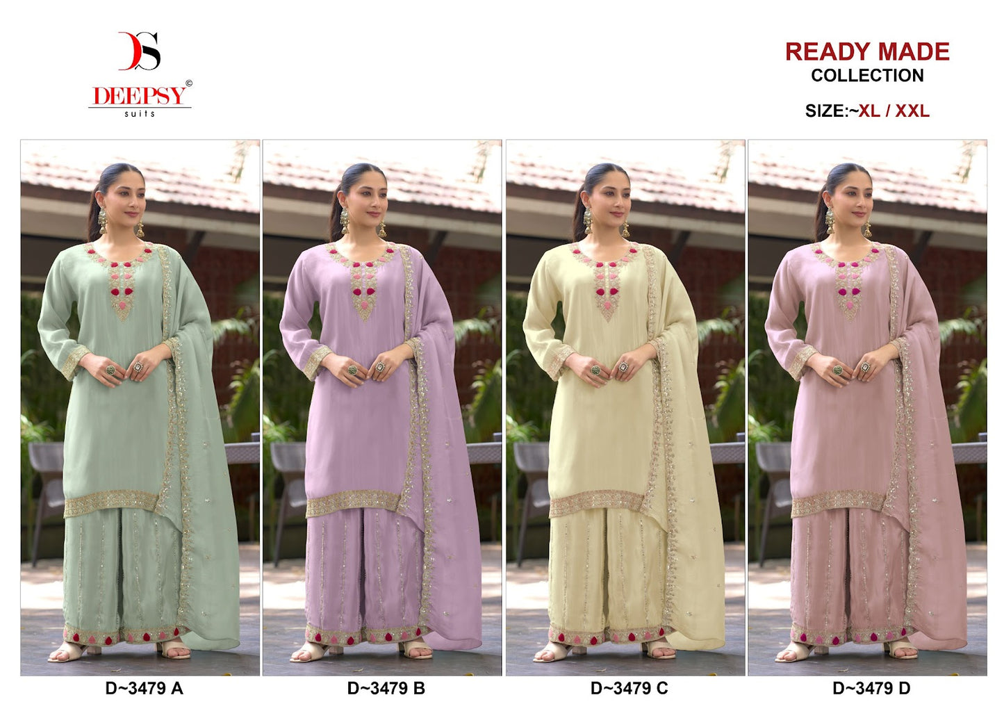 D 3479 Deepsy Tissue Silk Pakistani Readymade Suits Wholesaler