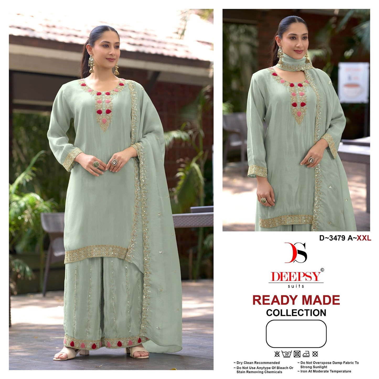 D 3479 Deepsy Tissue Silk Pakistani Readymade Suits Wholesaler