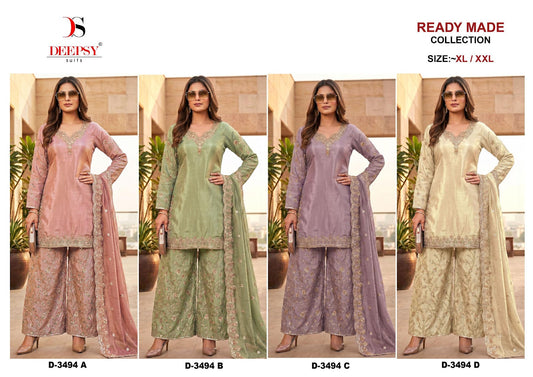 D 3494 Deepsy Tissue Silk Pakistani Readymade Suits Manufacturer
