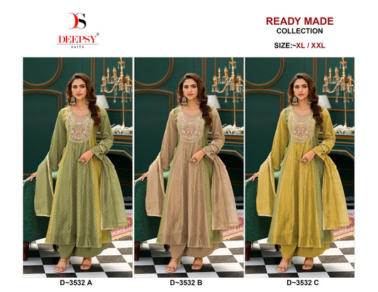 D 3532 Anarkali Deepsy Tissue Silk Pakistani Readymade Suits Wholesaler India