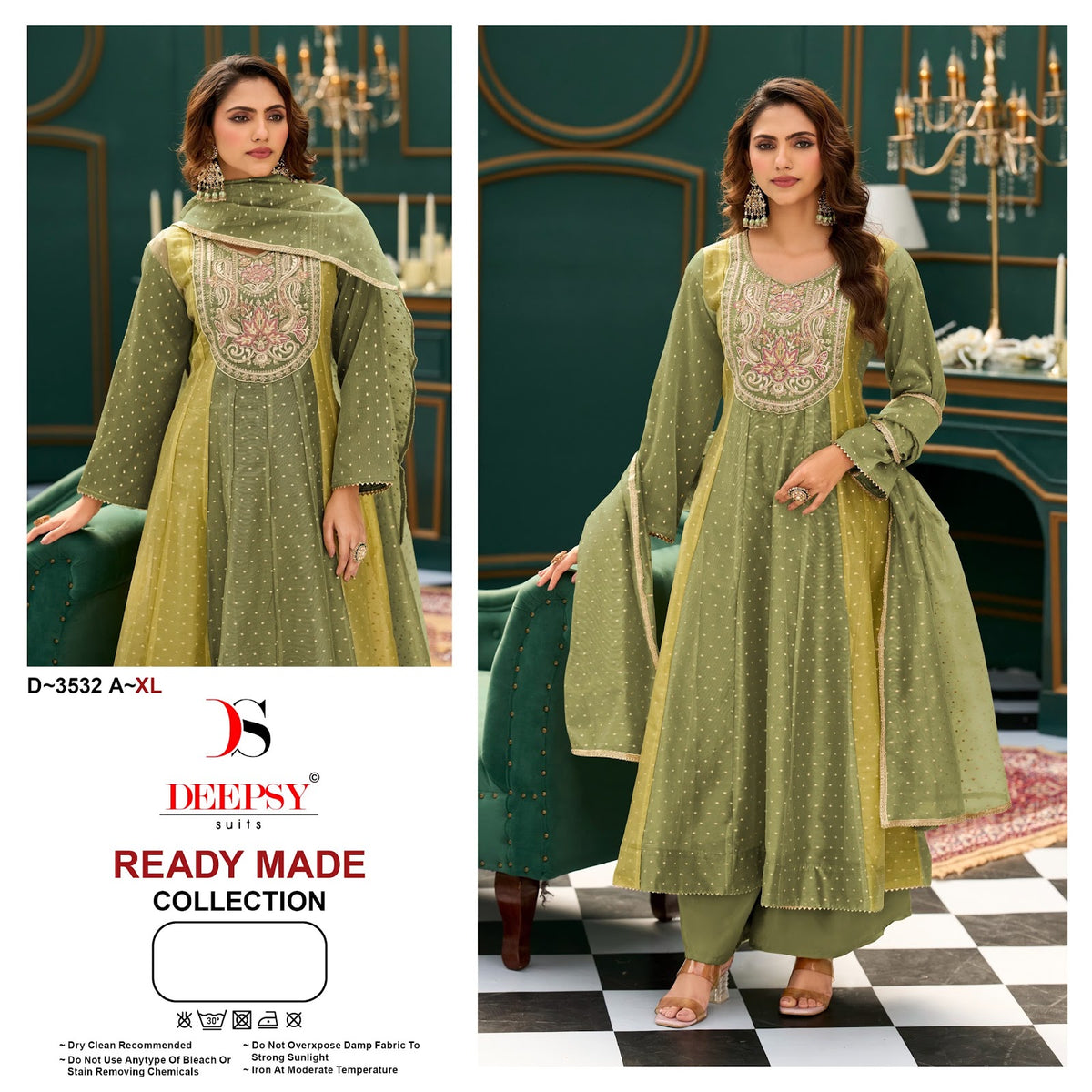 D 3532 Anarkali Deepsy Tissue Silk Pakistani Readymade Suits Wholesaler India
