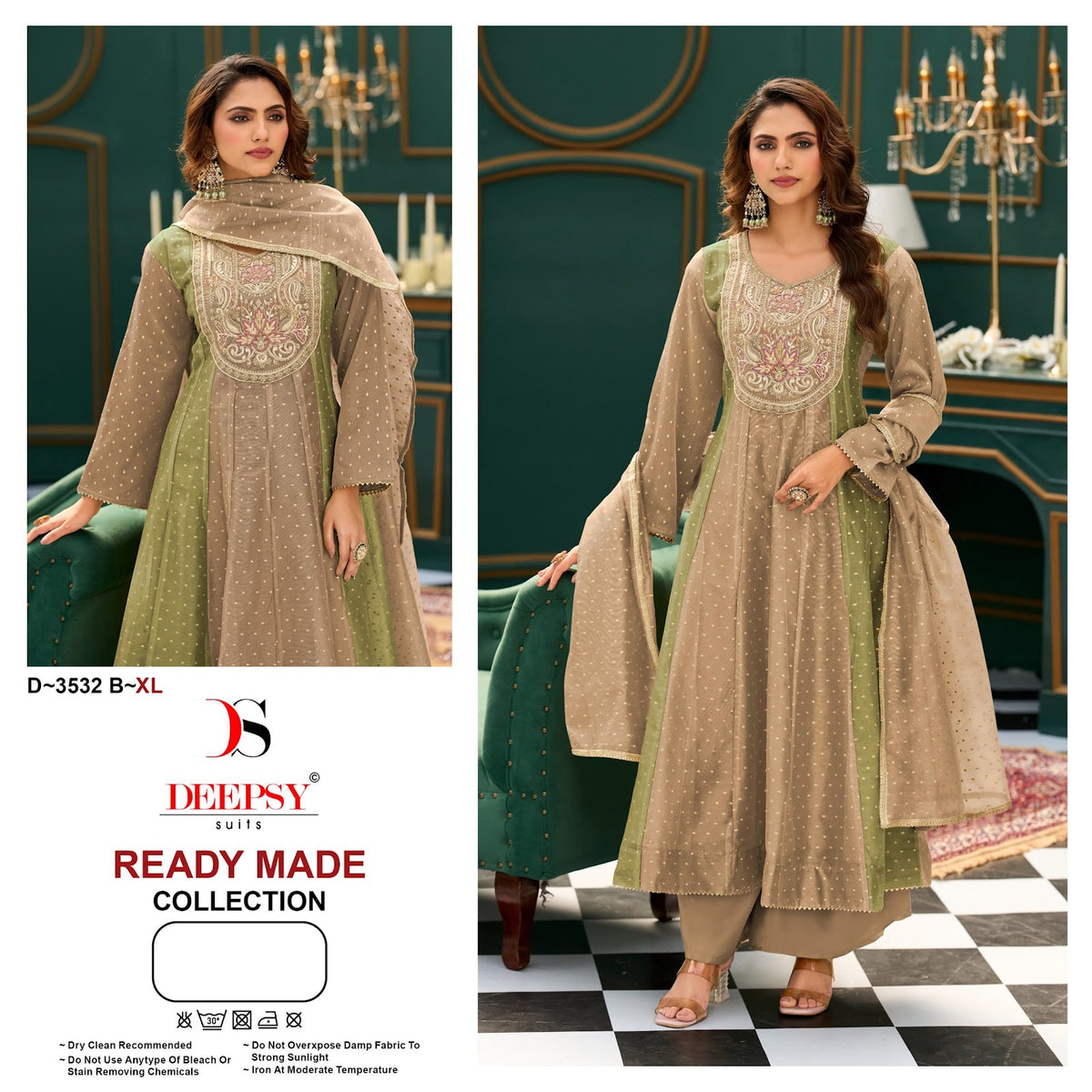 D 3532 Anarkali Deepsy Tissue Silk Pakistani Readymade Suits Wholesaler India