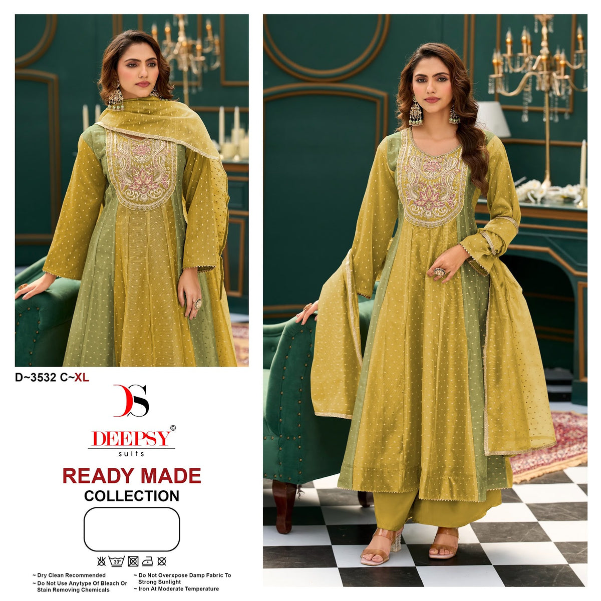 D 3532 Anarkali Deepsy Tissue Silk Pakistani Readymade Suits Wholesaler India
