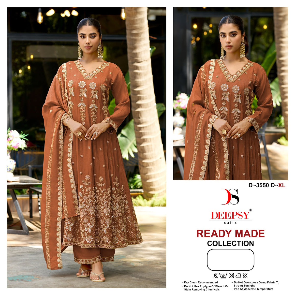 D 3550 Anarkali Deepsy Tissue Silk Pakistani Readymade Suits Exporter India