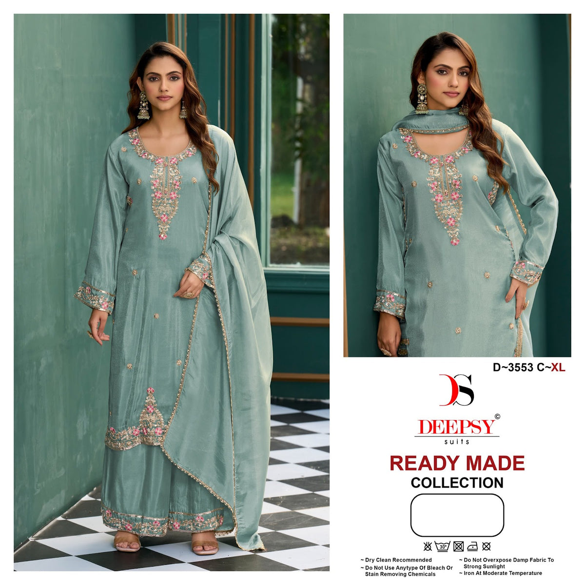 D 3553 Deepsy Tissue Silk Pakistani Readymade Suits Exporter