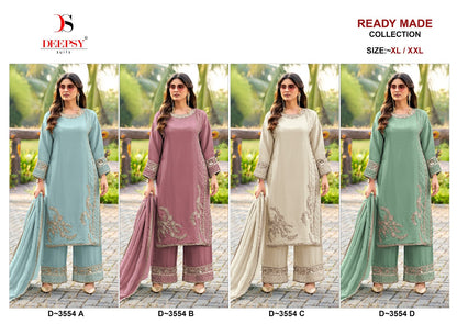 D 3554 Deepsy Tissue Silk Pakistani Readymade Suits Wholesale Rate