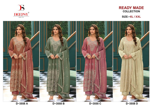 D 3558 Anarkali Deepsy Tissue Silk Pakistani Readymade Suits Wholesale Price