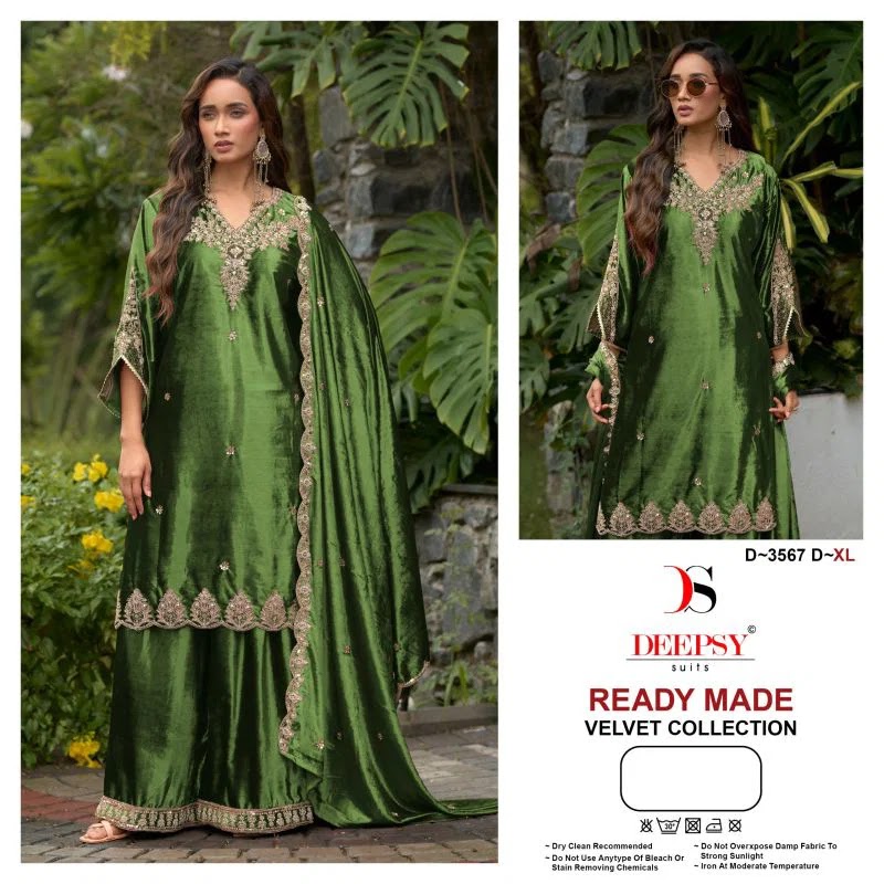 D 3567 Deepsy Readymade Velvet Suits Manufacturer India