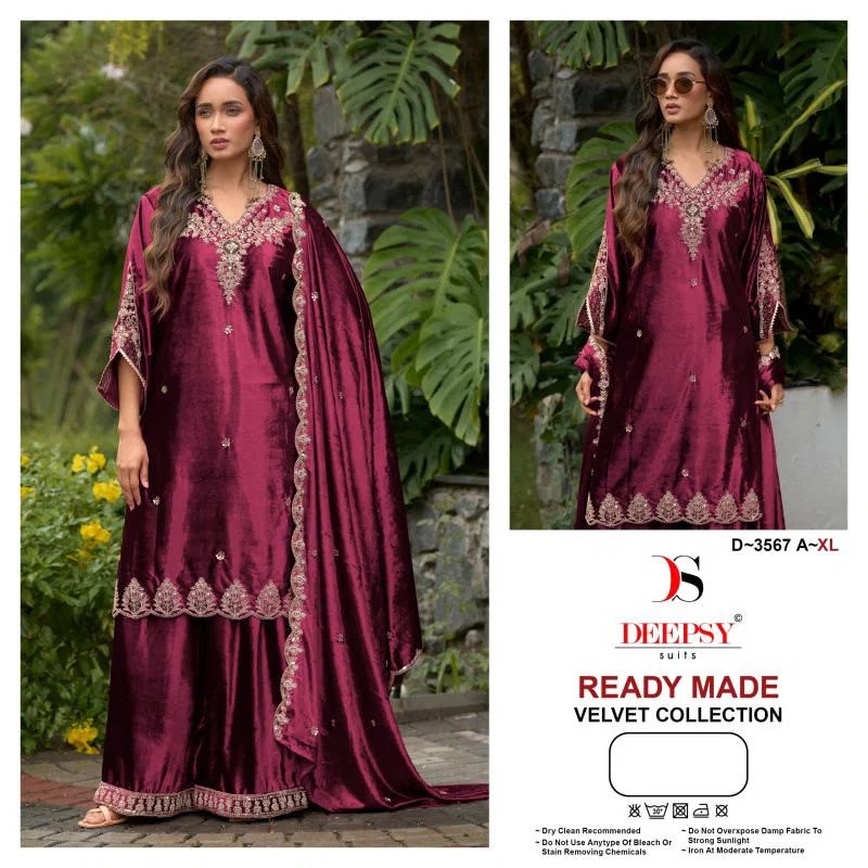 D 3567 Deepsy Readymade Velvet Suits Manufacturer India