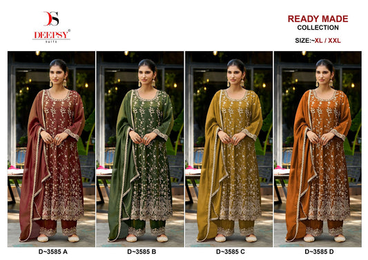 D 3585 Anarkali Deepsy Tissue Silk Pakistani Readymade Suits Manufacturer