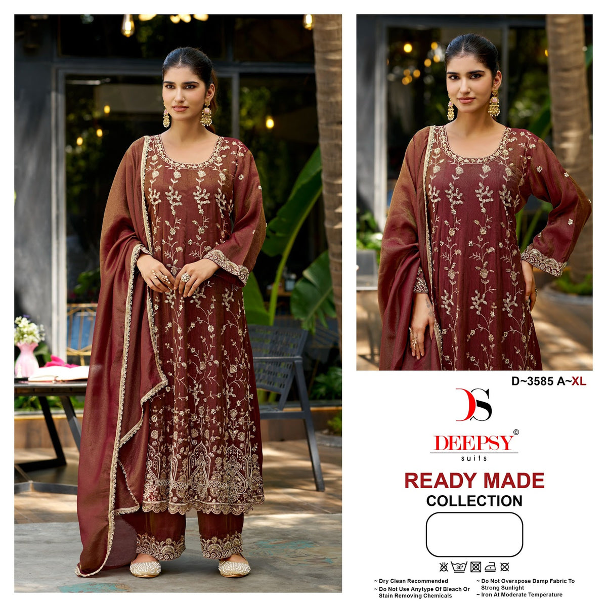 D 3585 Anarkali Deepsy Tissue Silk Pakistani Readymade Suits Manufacturer