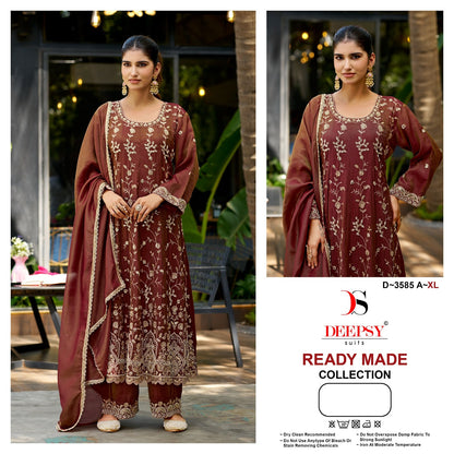 D 3585 Anarkali Deepsy Tissue Silk Pakistani Readymade Suits Manufacturer