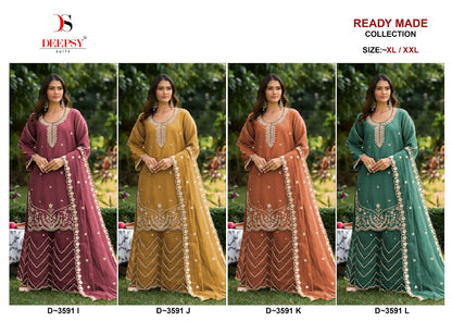 D 3591 Deepsy Tissue Silk Pakistani Readymade Suits Supplier