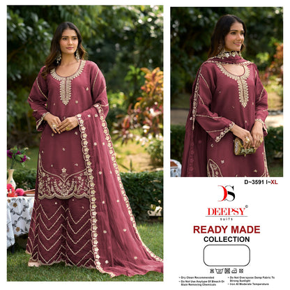 D 3591 Deepsy Tissue Silk Pakistani Readymade Suits Supplier
