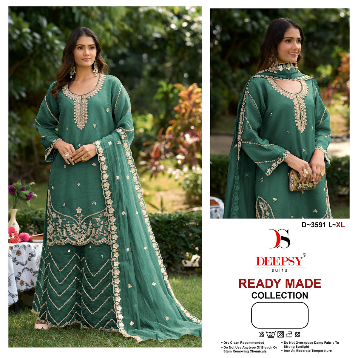 D 3591 Deepsy Tissue Silk Pakistani Readymade Suits Supplier