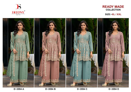 D 3594 Deepsy Tissue Silk Pakistani Readymade Suits Exporter India