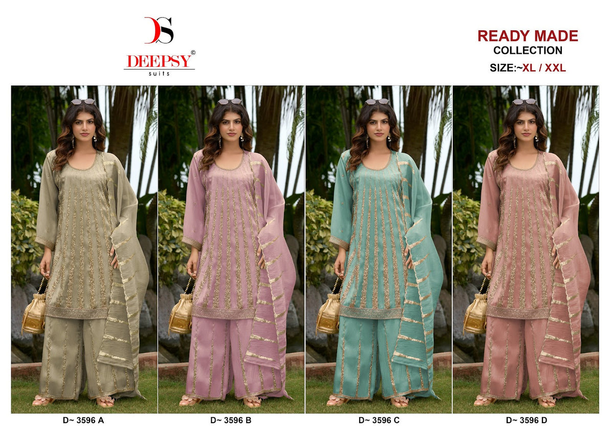 D 3596 Deepsy Tissue Silk Pakistani Readymade Suits Supplier India