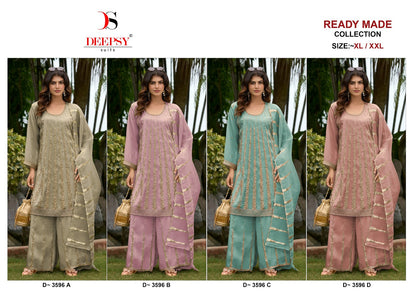 D 3596 Deepsy Tissue Silk Pakistani Readymade Suits Supplier India