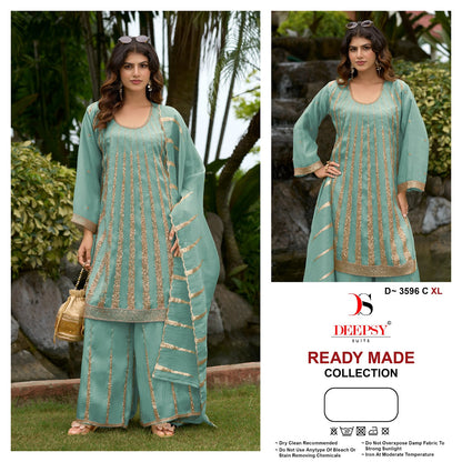 D 3596 Deepsy Tissue Silk Pakistani Readymade Suits Supplier India