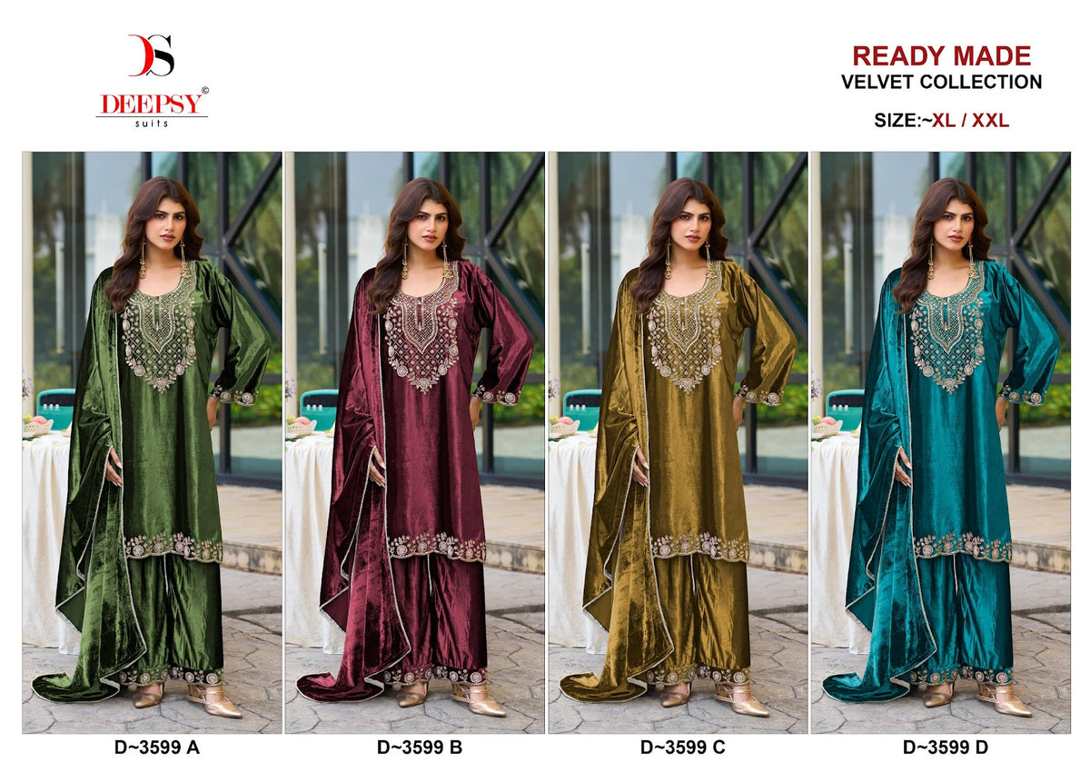 D 3599 Deepsy Readymade Velvet Suits Wholesaler Ahmedabad